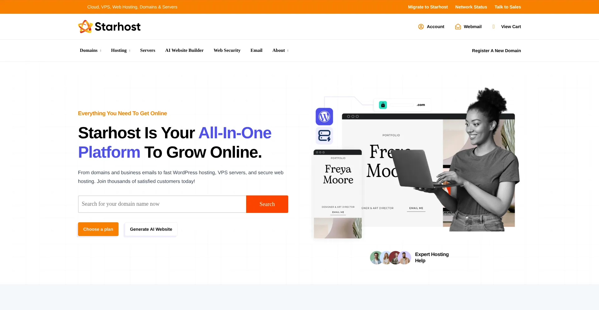 Website screenshot of Mystarhost.com
