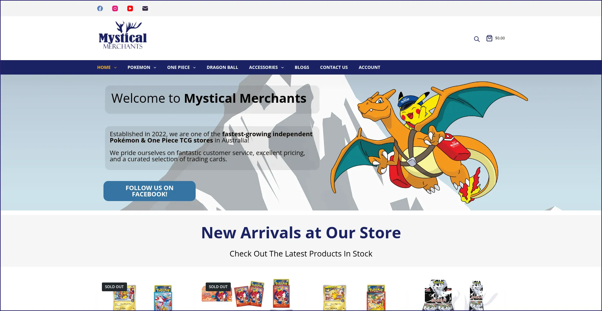 Website screenshot of Mysticalmerchants.com.au