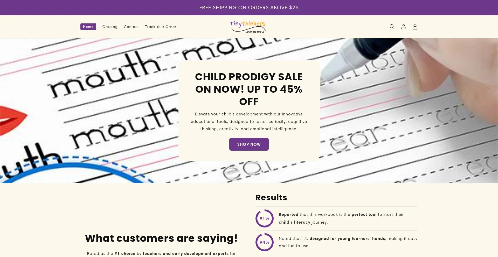 Website screenshot of Mytinythinker.com