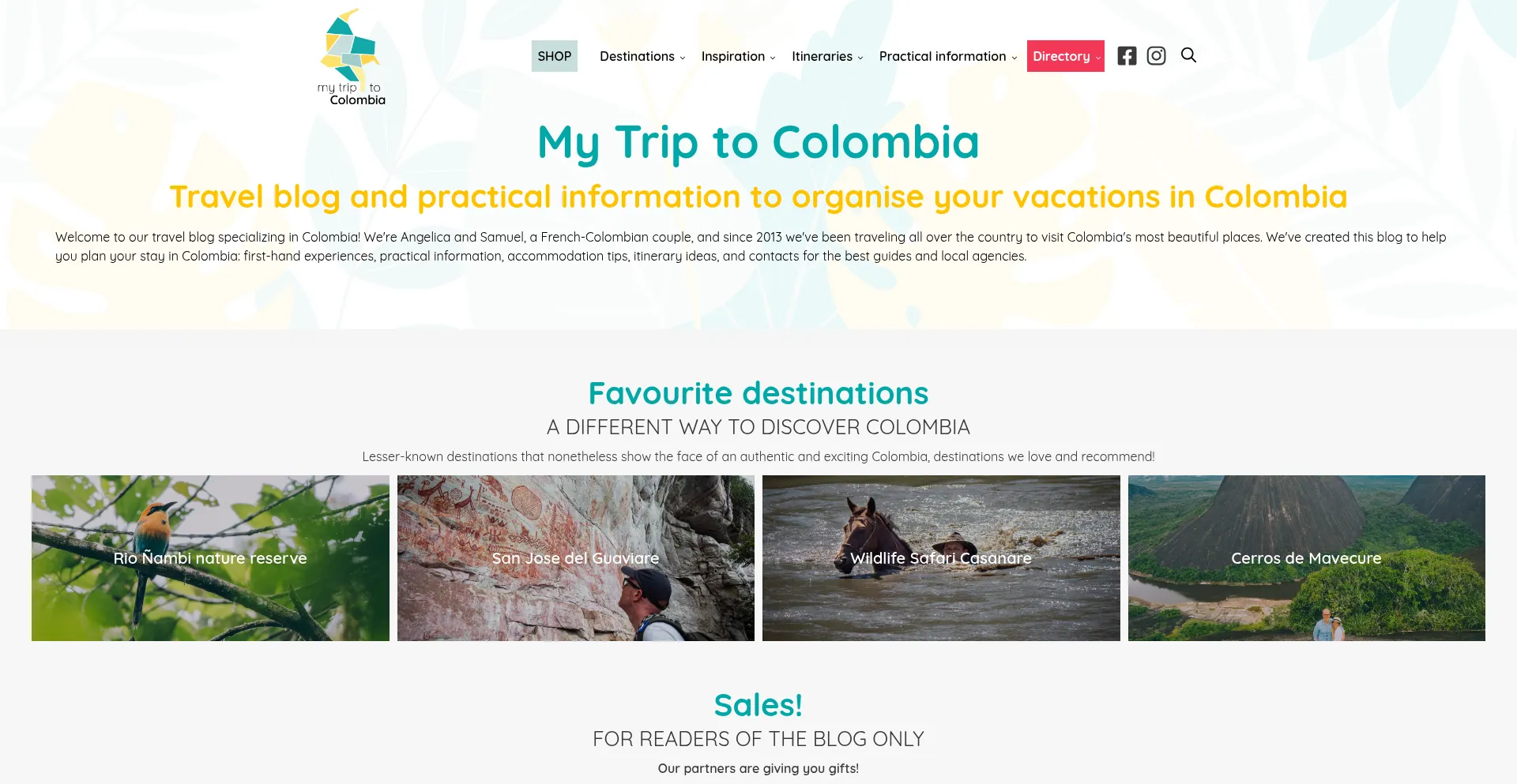 Website screenshot of Mytriptocolombia.com