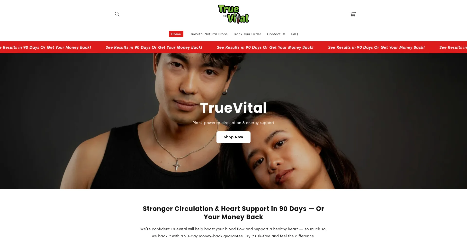 Website screenshot of Mytruevital.com