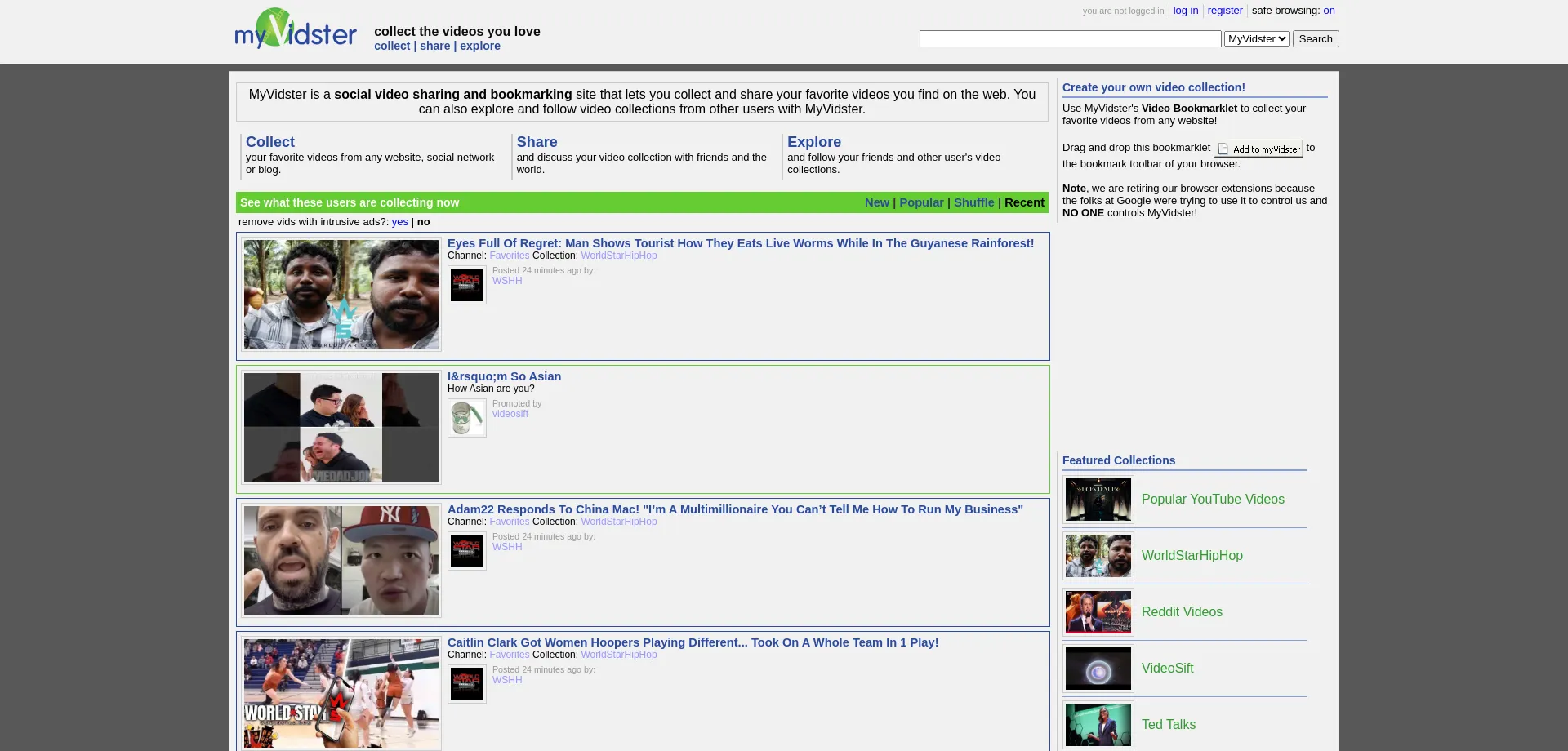 Website screenshot of Myvidster.com