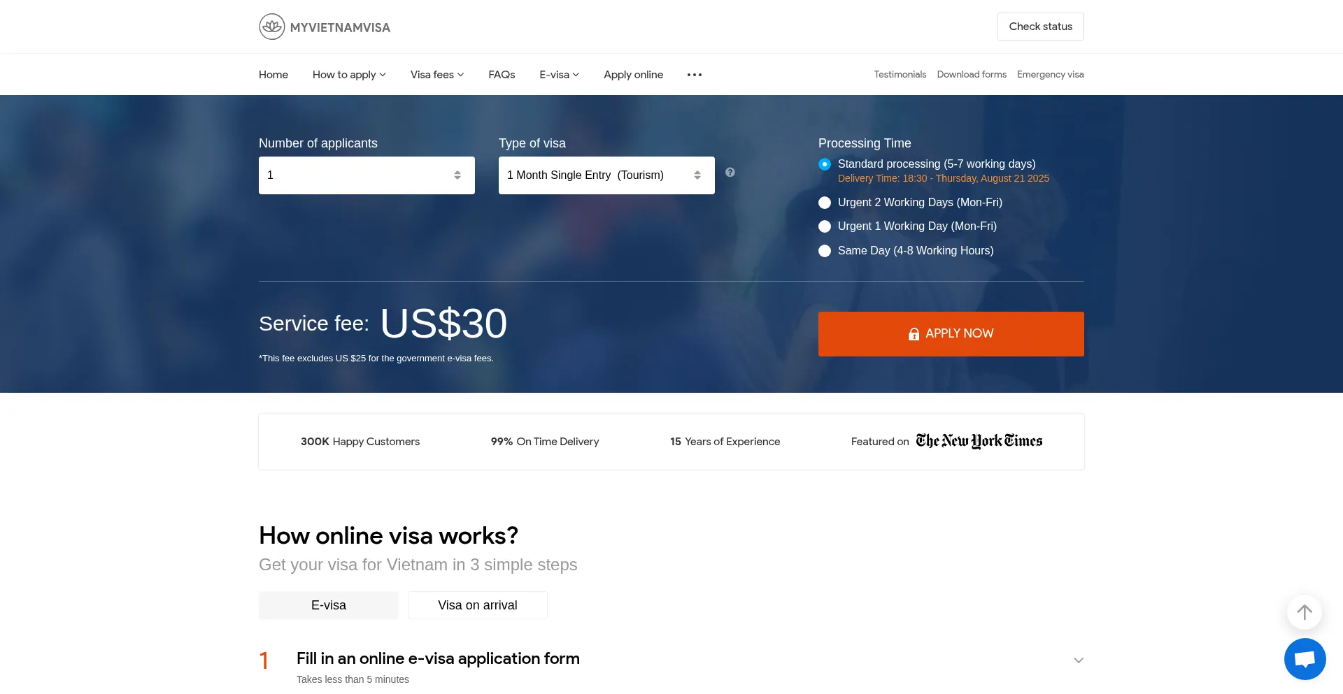 Website screenshot of Myvietnamvisa.com