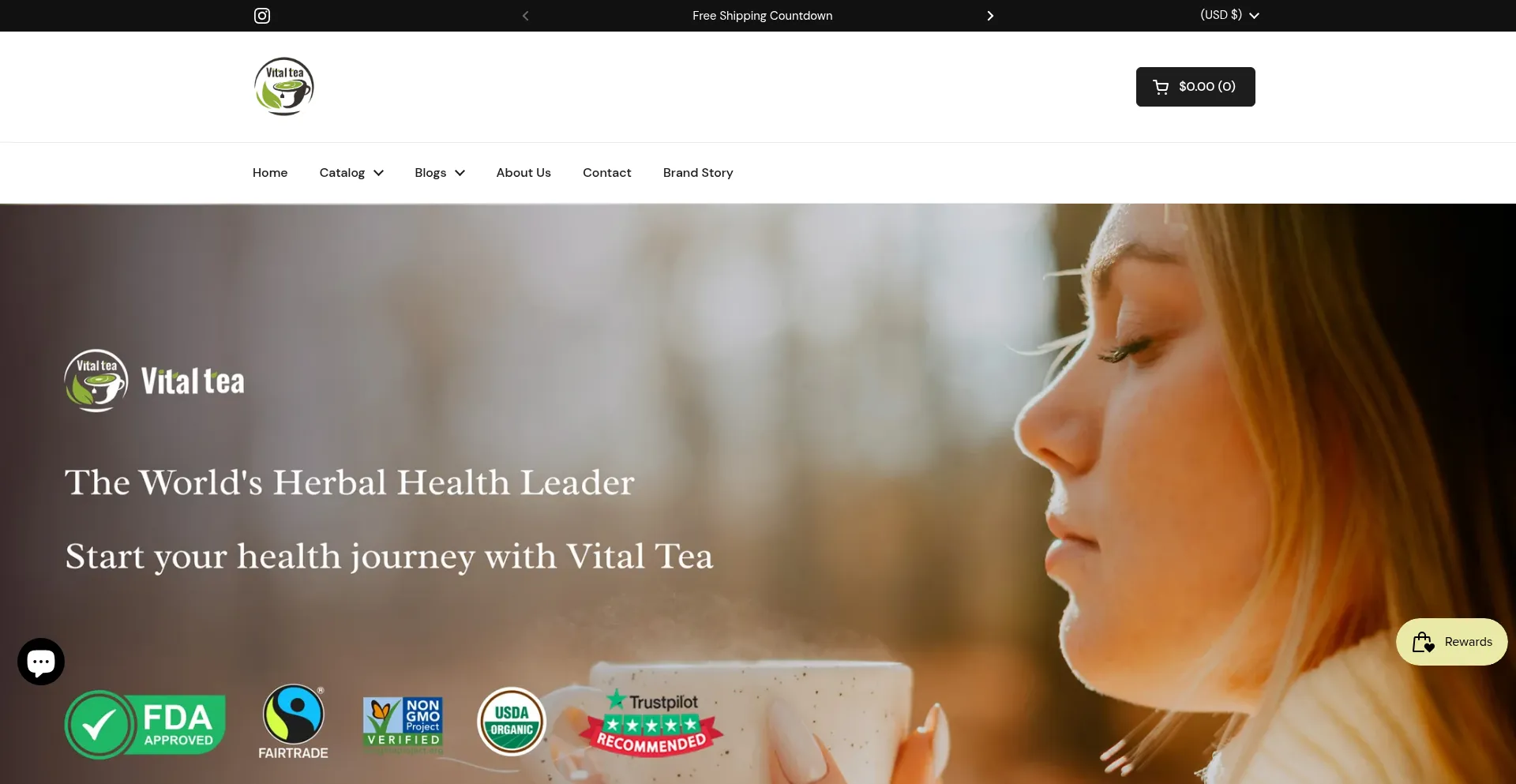 Website screenshot of Myvitaltea.com