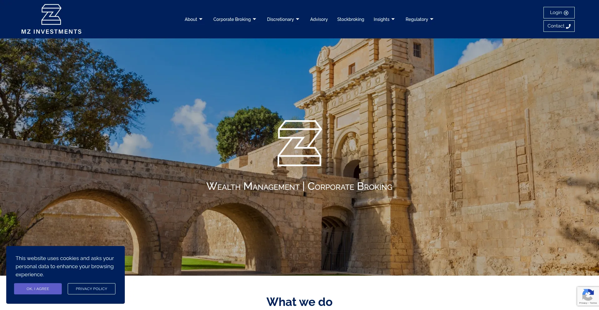 Website screenshot of Mzinvestments.com