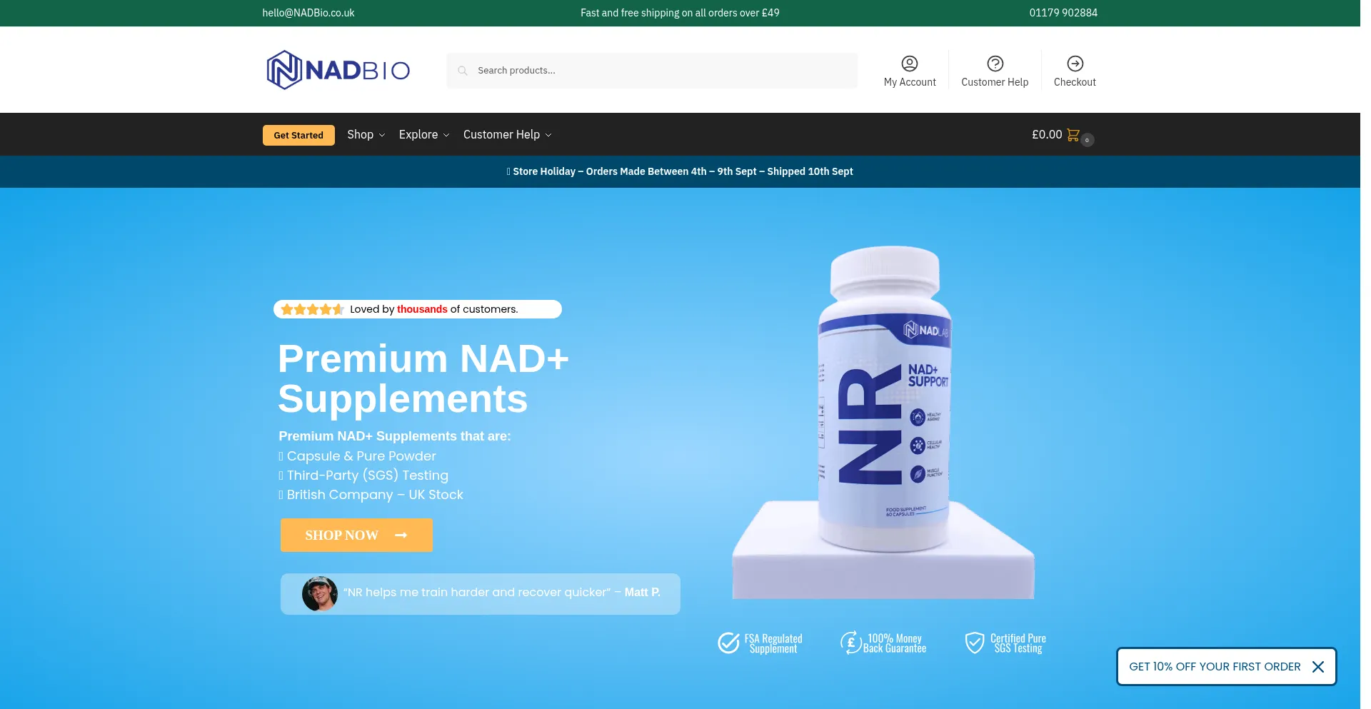 Website screenshot of Nadlab.co.uk