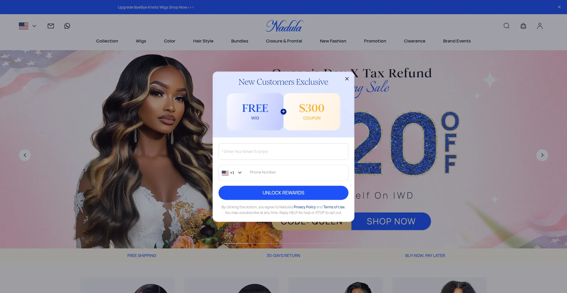 Website screenshot of Nadula.com