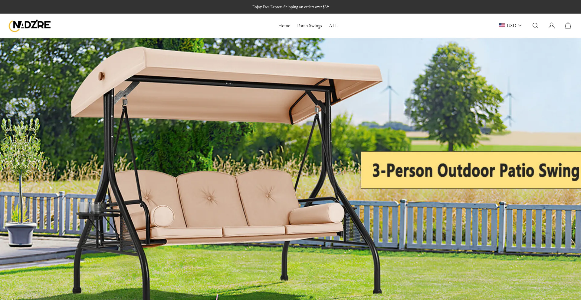 Website screenshot of Nadzire.com