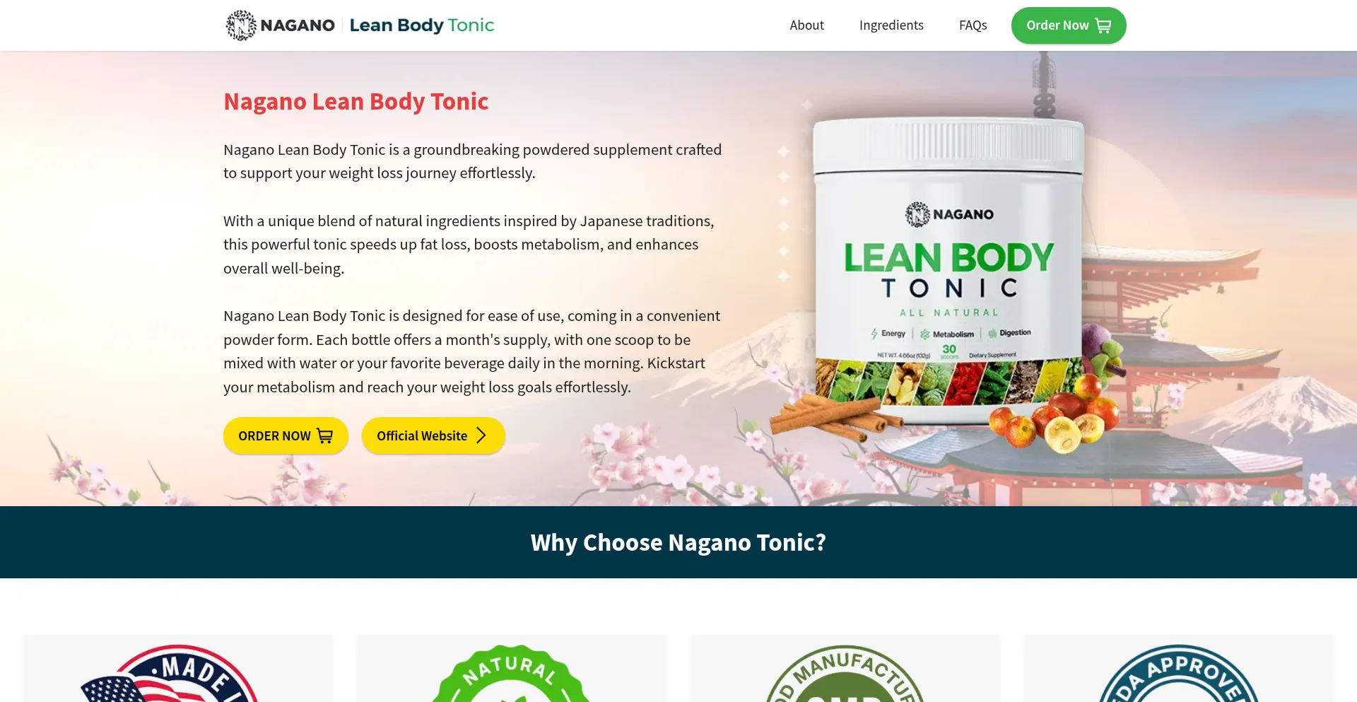 Website screenshot of Naganotonic-web.com