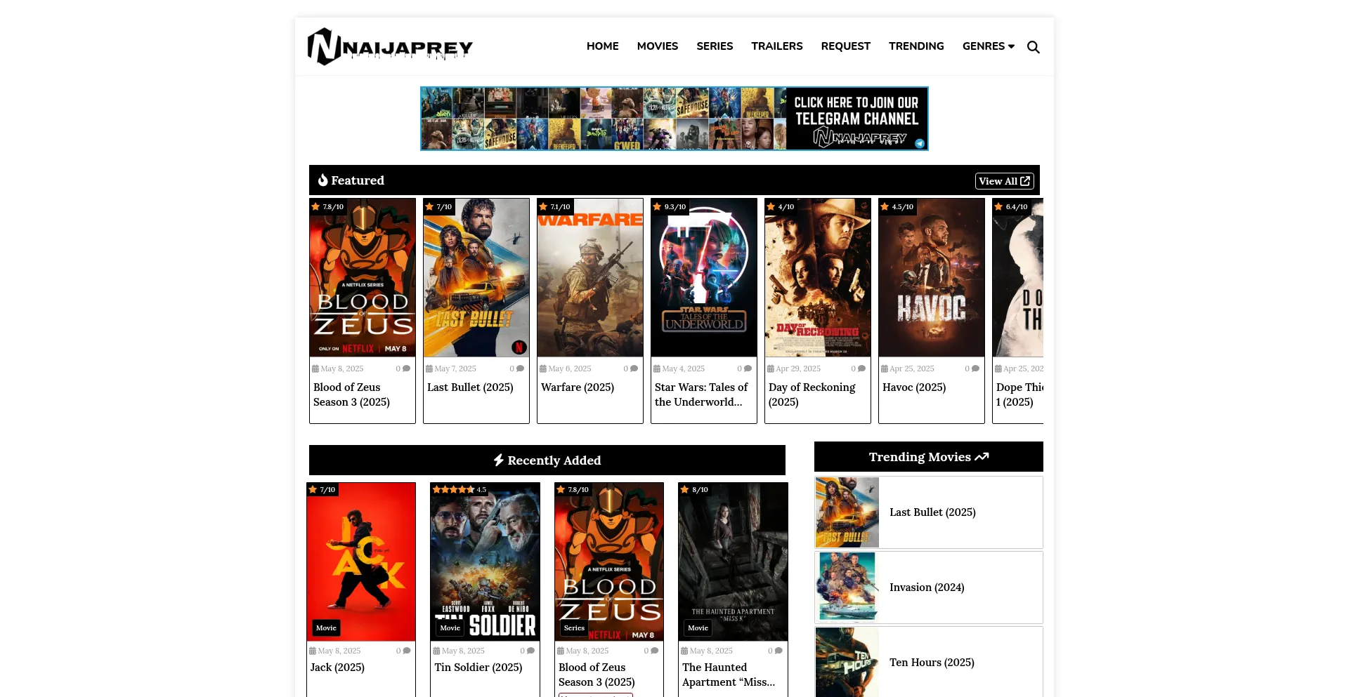 Website screenshot of Naijaprey.ng