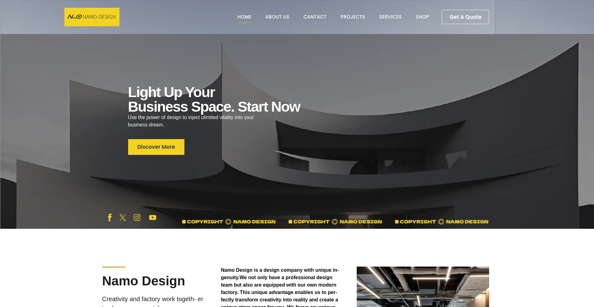 Website screenshot of Namoshowcase.com
