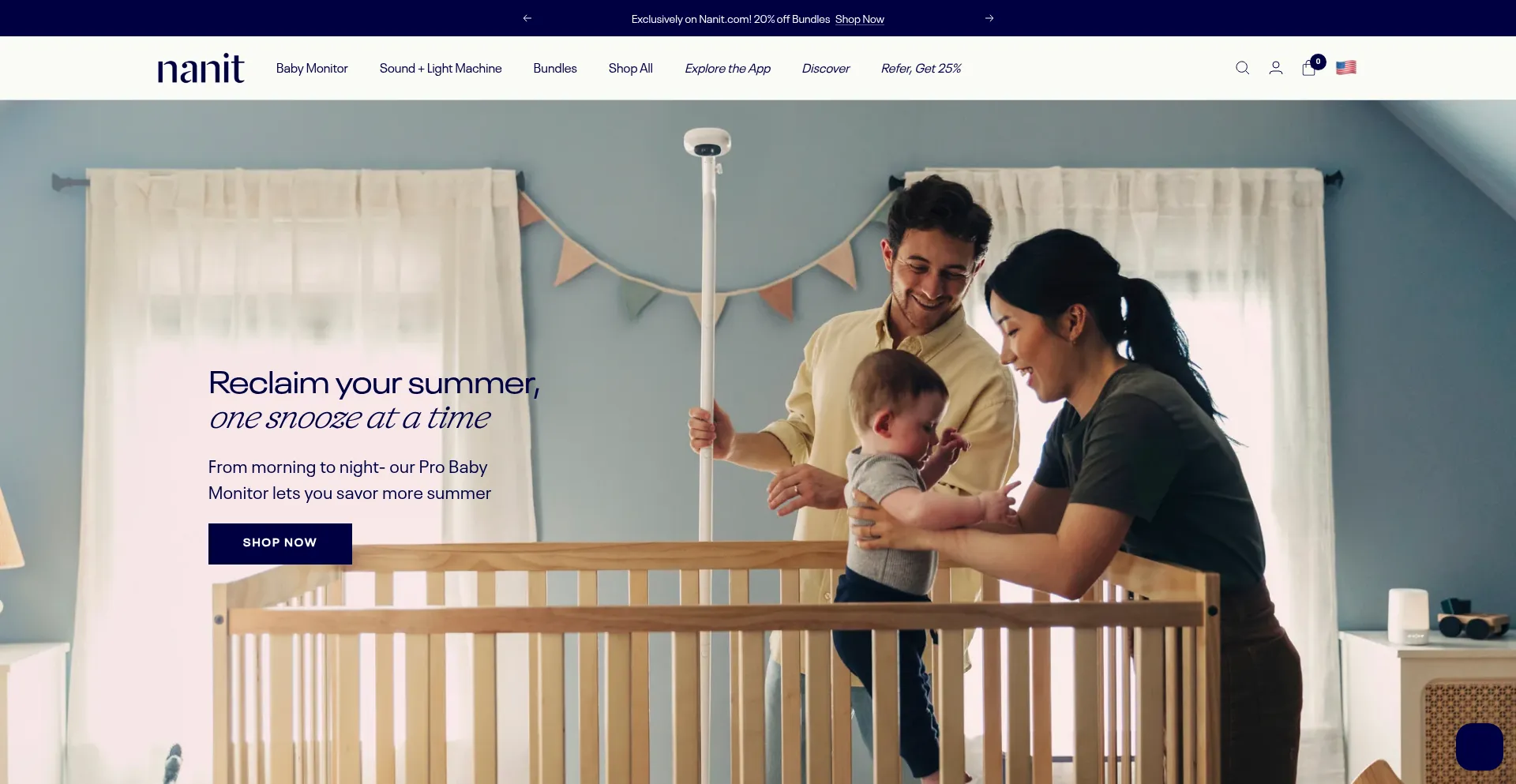 Website screenshot of Nanit.com