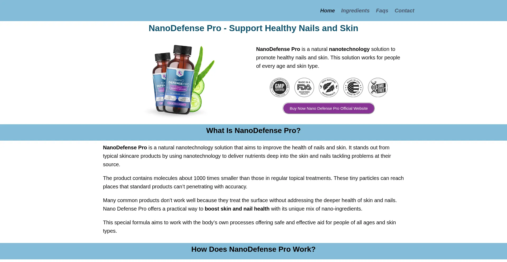 Website screenshot of Nanodefenseus-pro.com