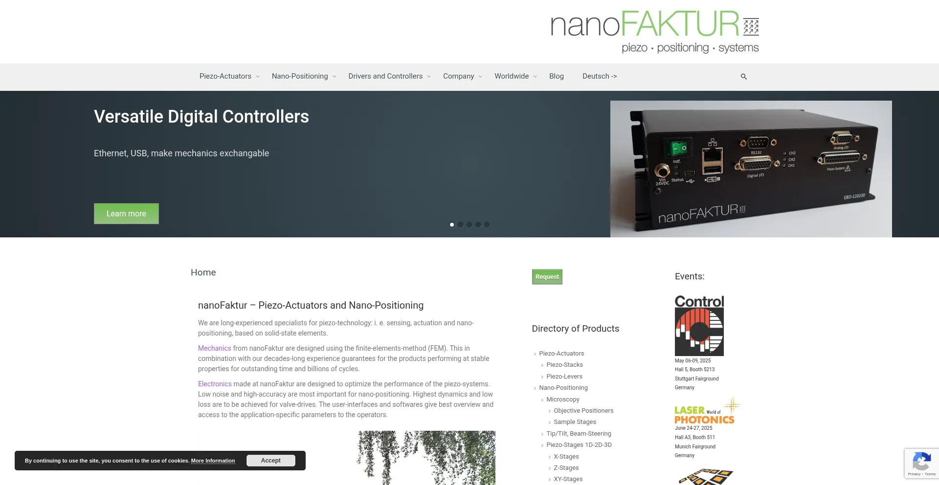 Website screenshot of Nanofaktur.com