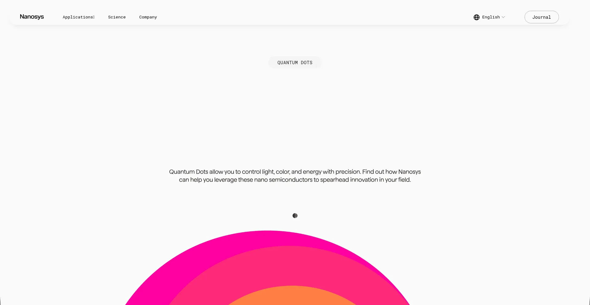 Website screenshot of Nanosys.com