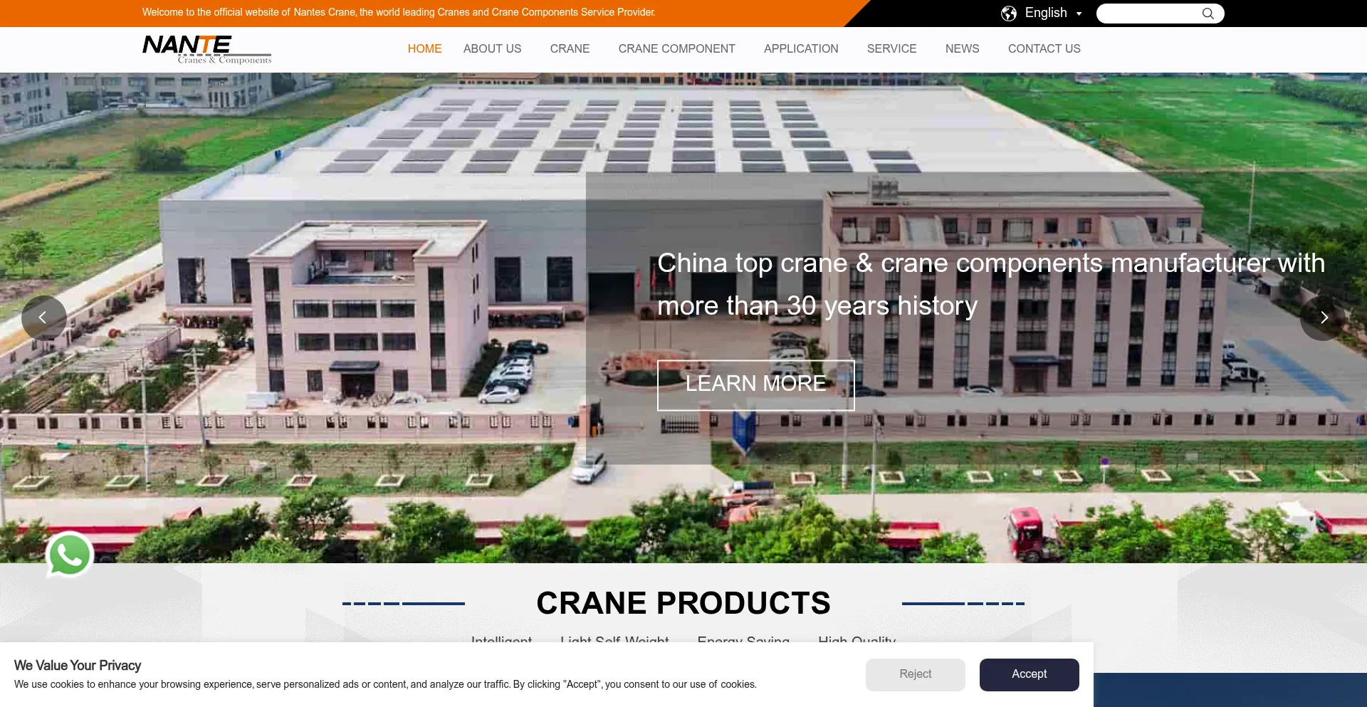 Website screenshot of Nantecrane.com