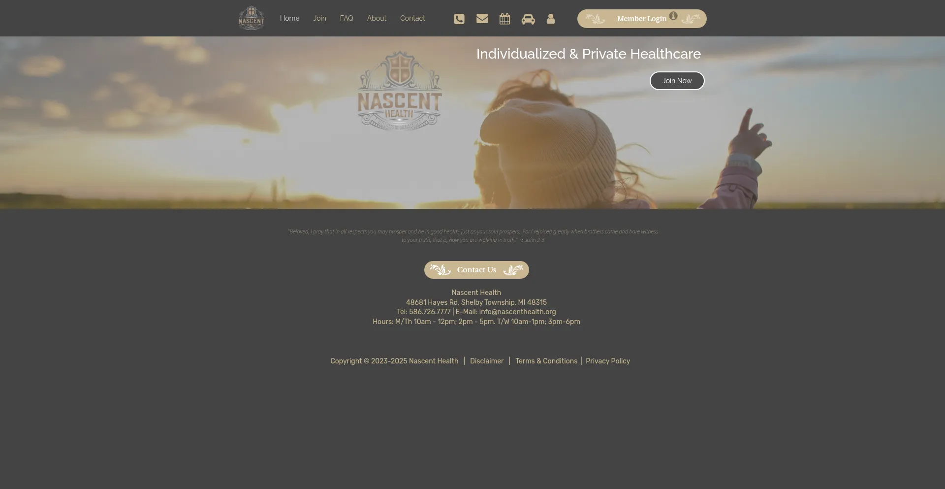 Website screenshot of Nascenthealth.org