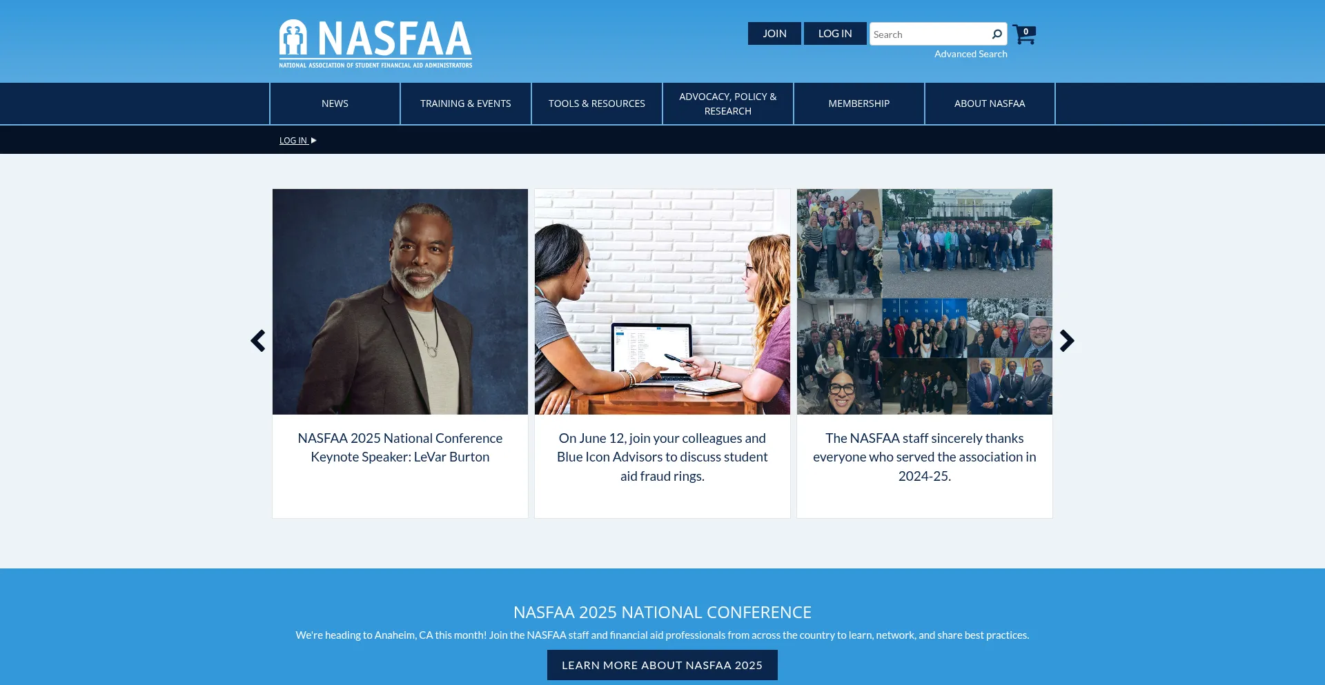 Website screenshot of Nasfaa.com