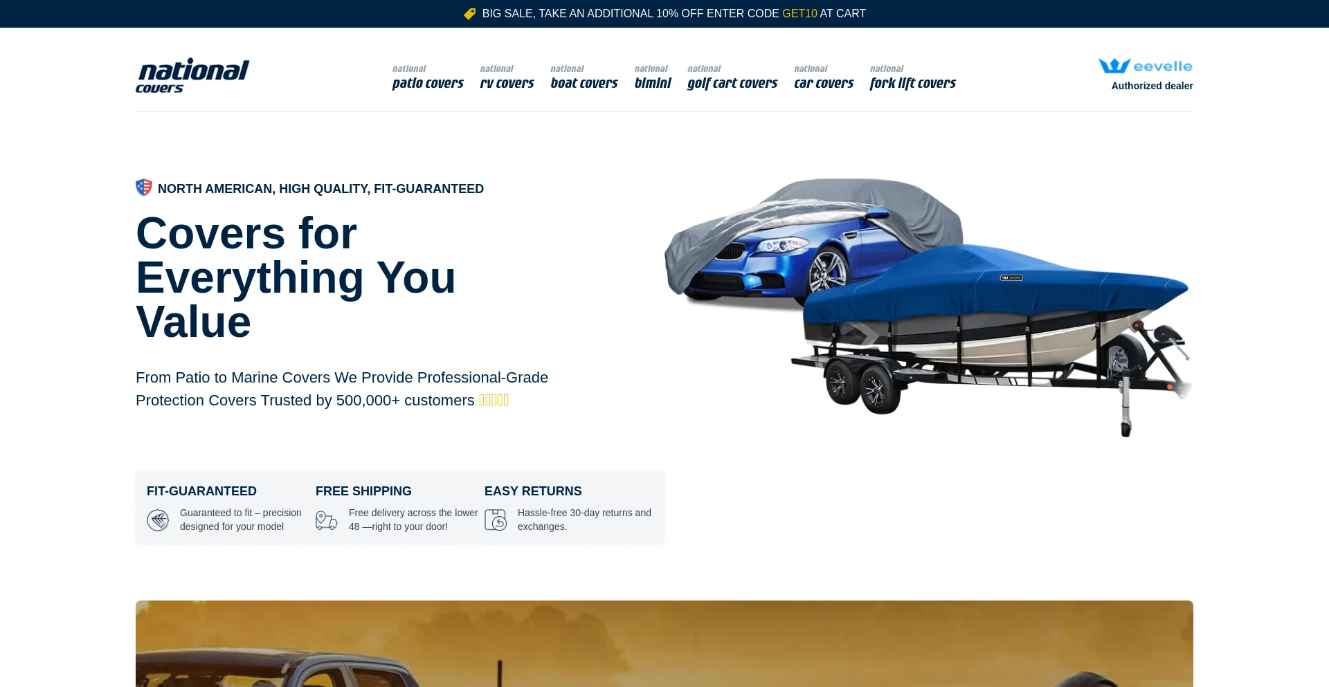 Website screenshot of Nationalcovers.com