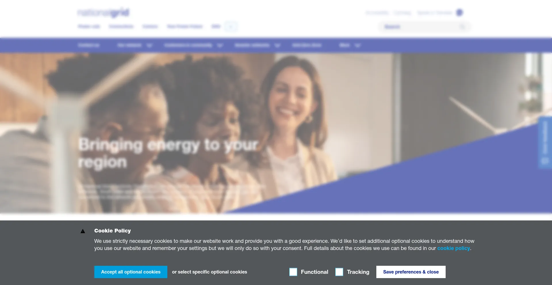 Website screenshot of Nationalgrid.co.uk