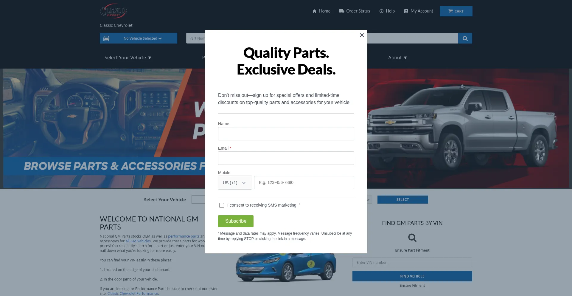 Website screenshot of Nationaloemparts.com