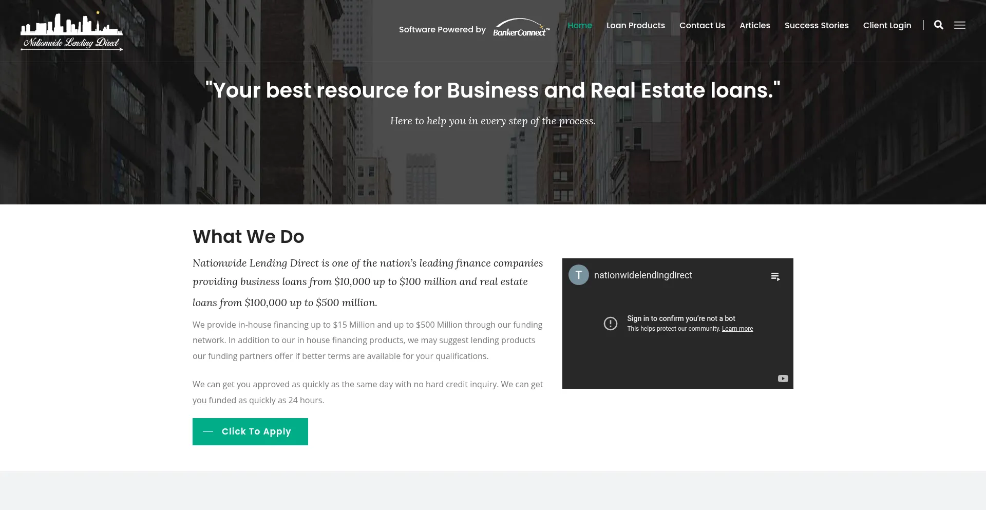 Website screenshot of Nationwidelendingdirect.com