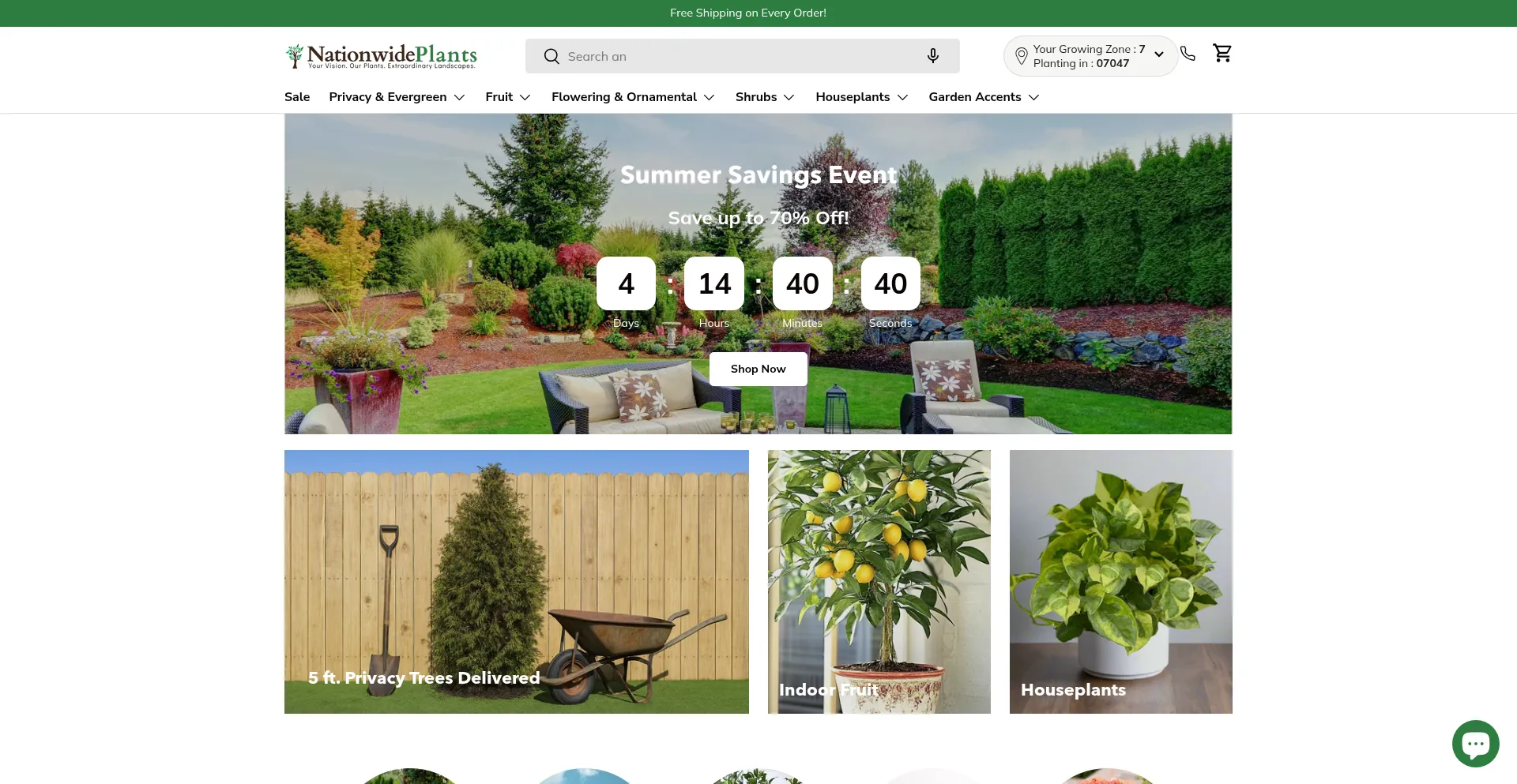 Website screenshot of Nationwideplants.com