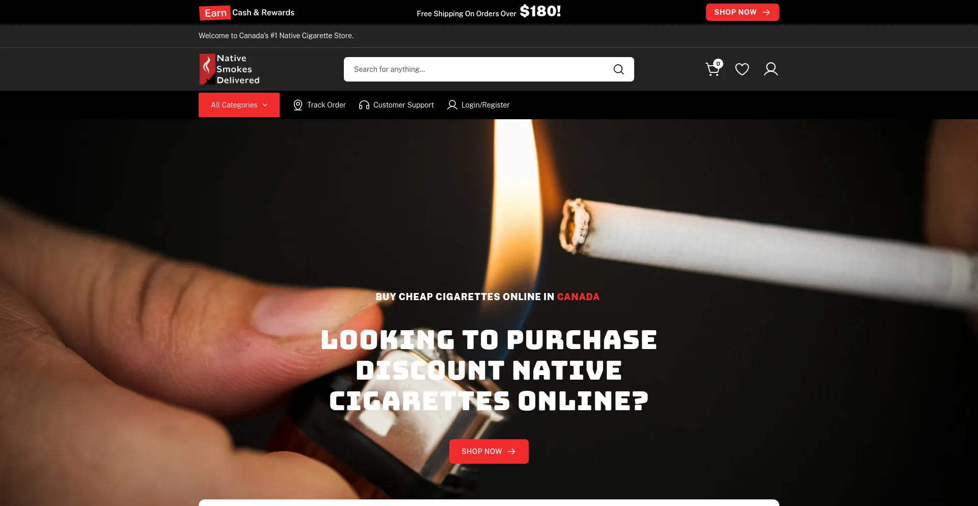 Website screenshot of Nativesmokesdelivered.ca
