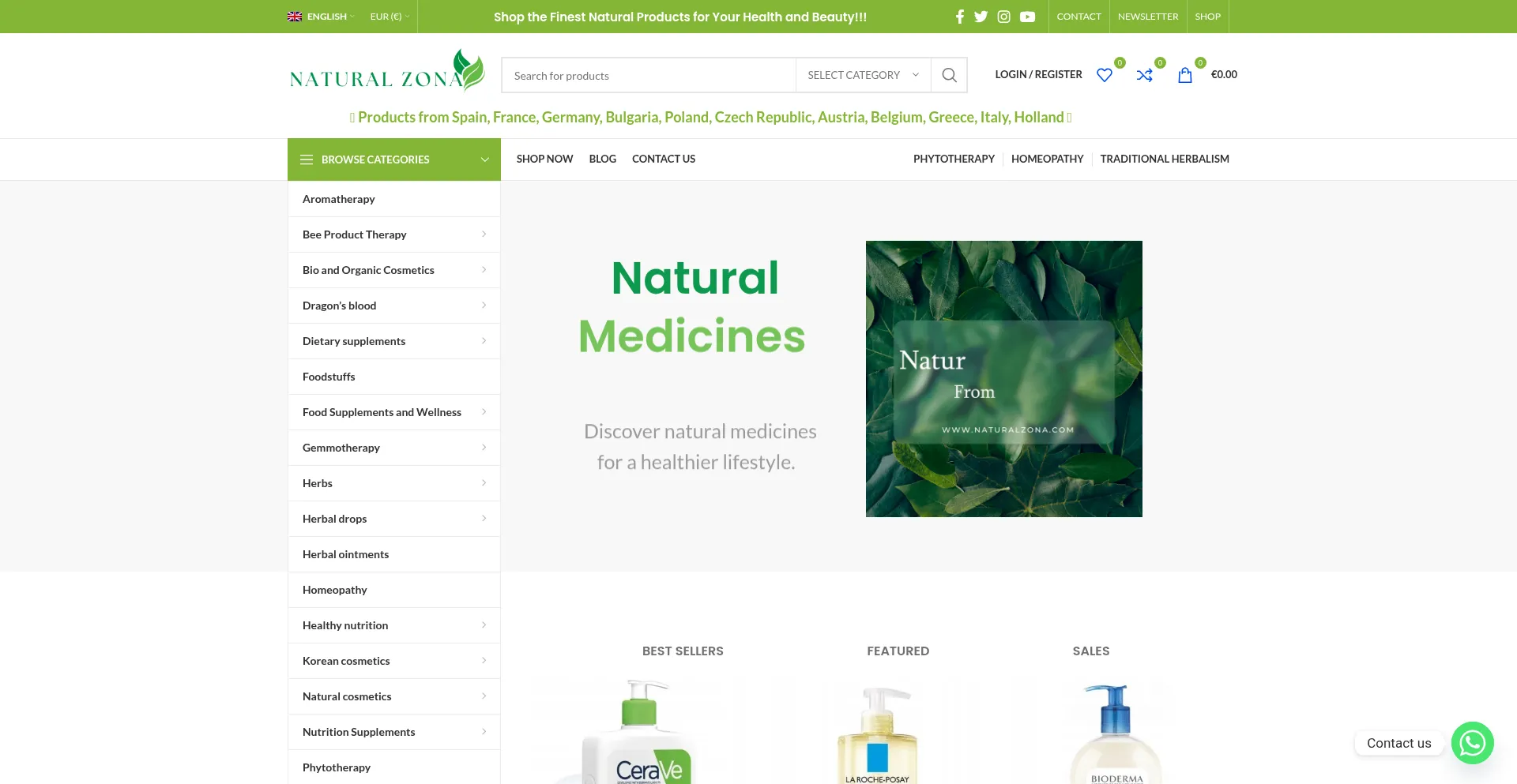 Website screenshot of Naturalzona.com