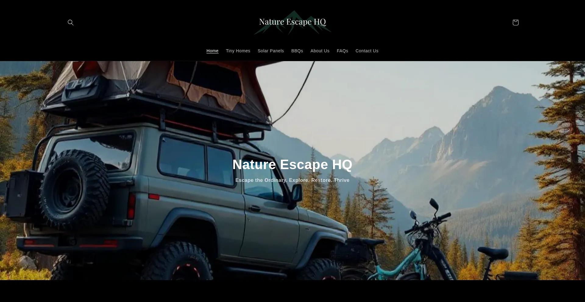 Website screenshot of Natureescapehq.com