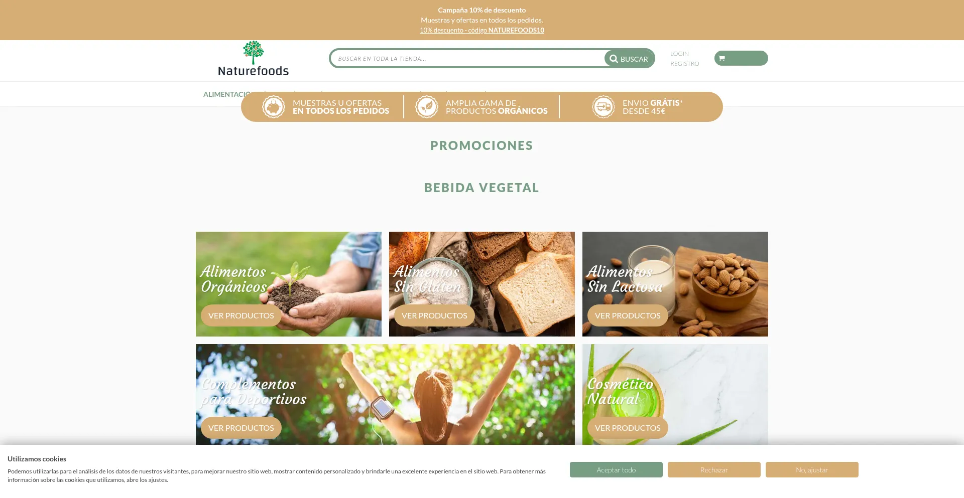 Website screenshot of Naturefoods.es