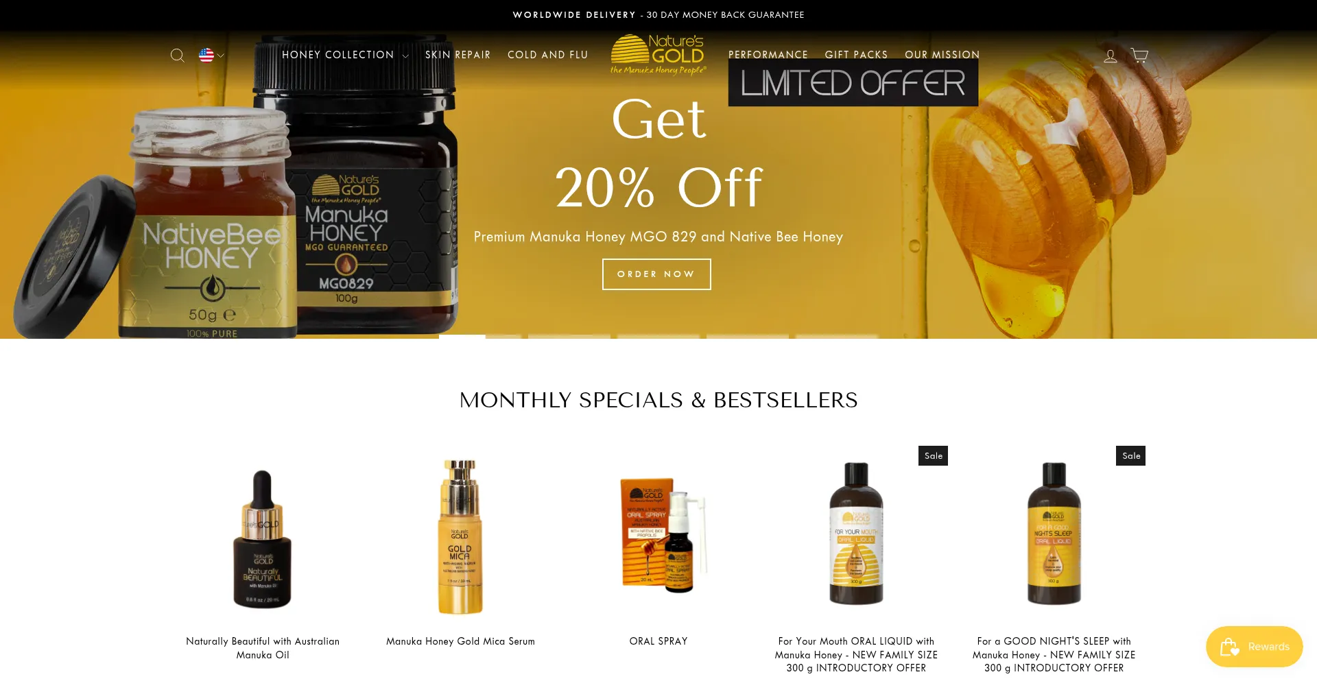 Website screenshot of Naturesgold.global