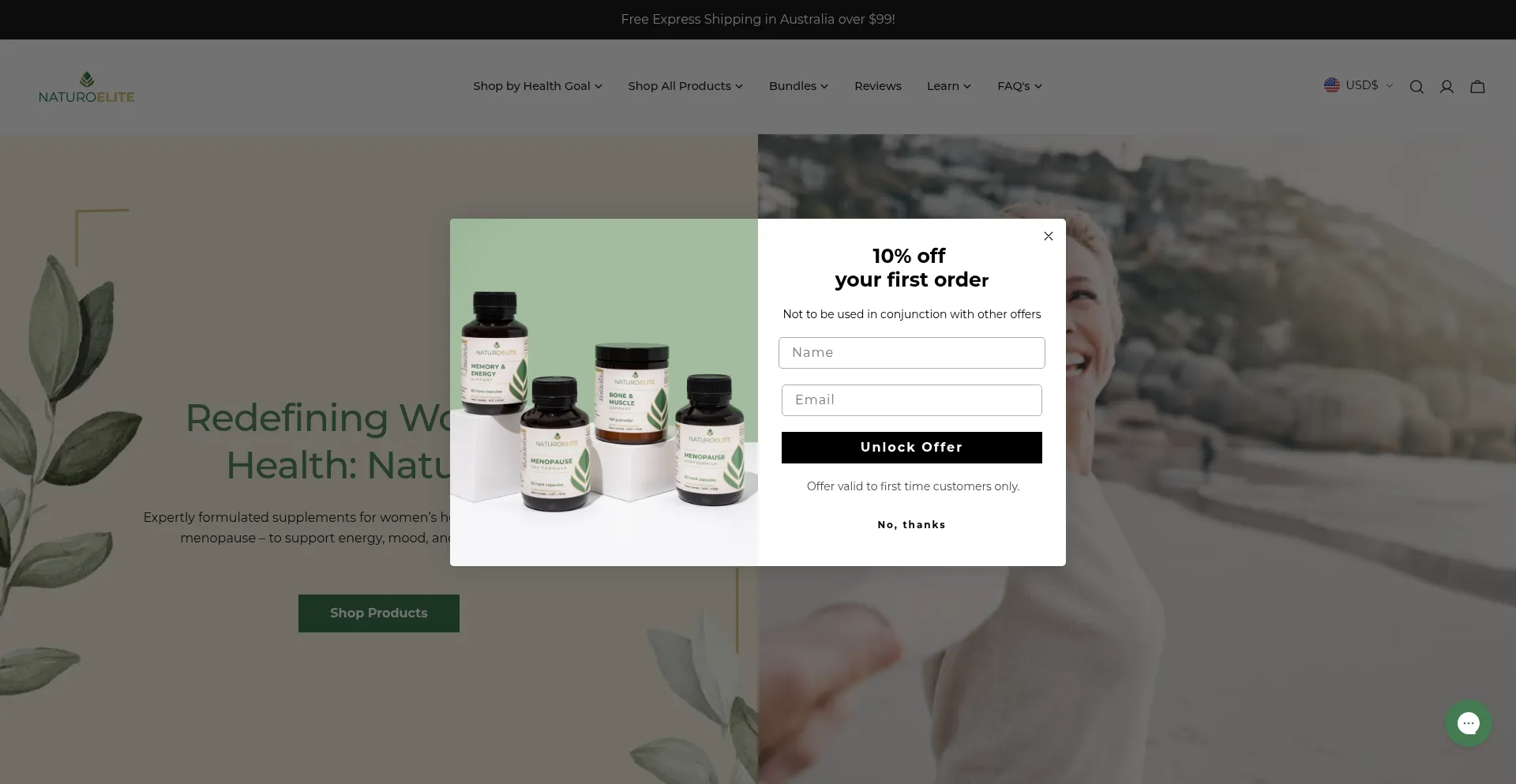 Website screenshot of Naturoelite.com