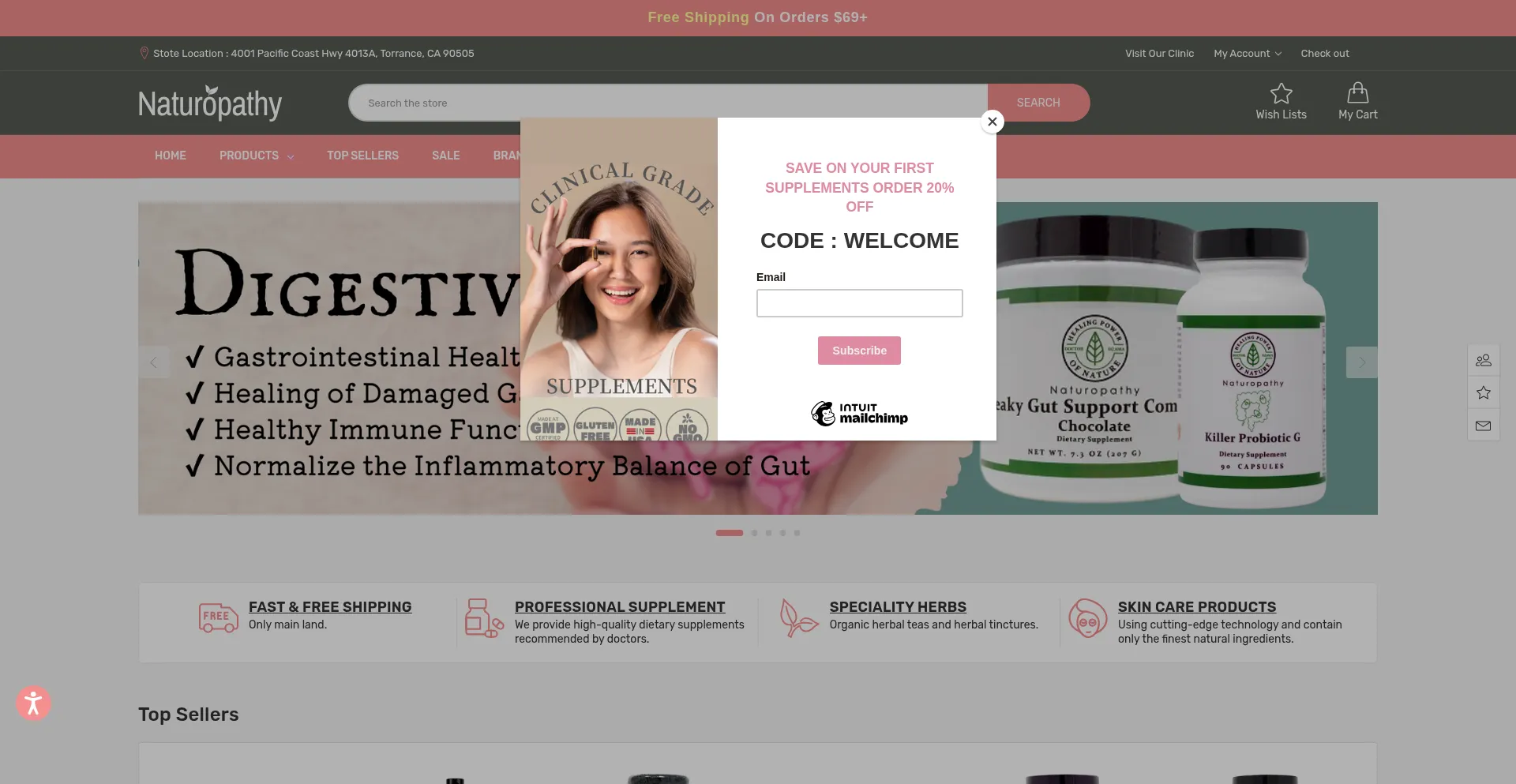 Website screenshot of Naturopathy-store.com