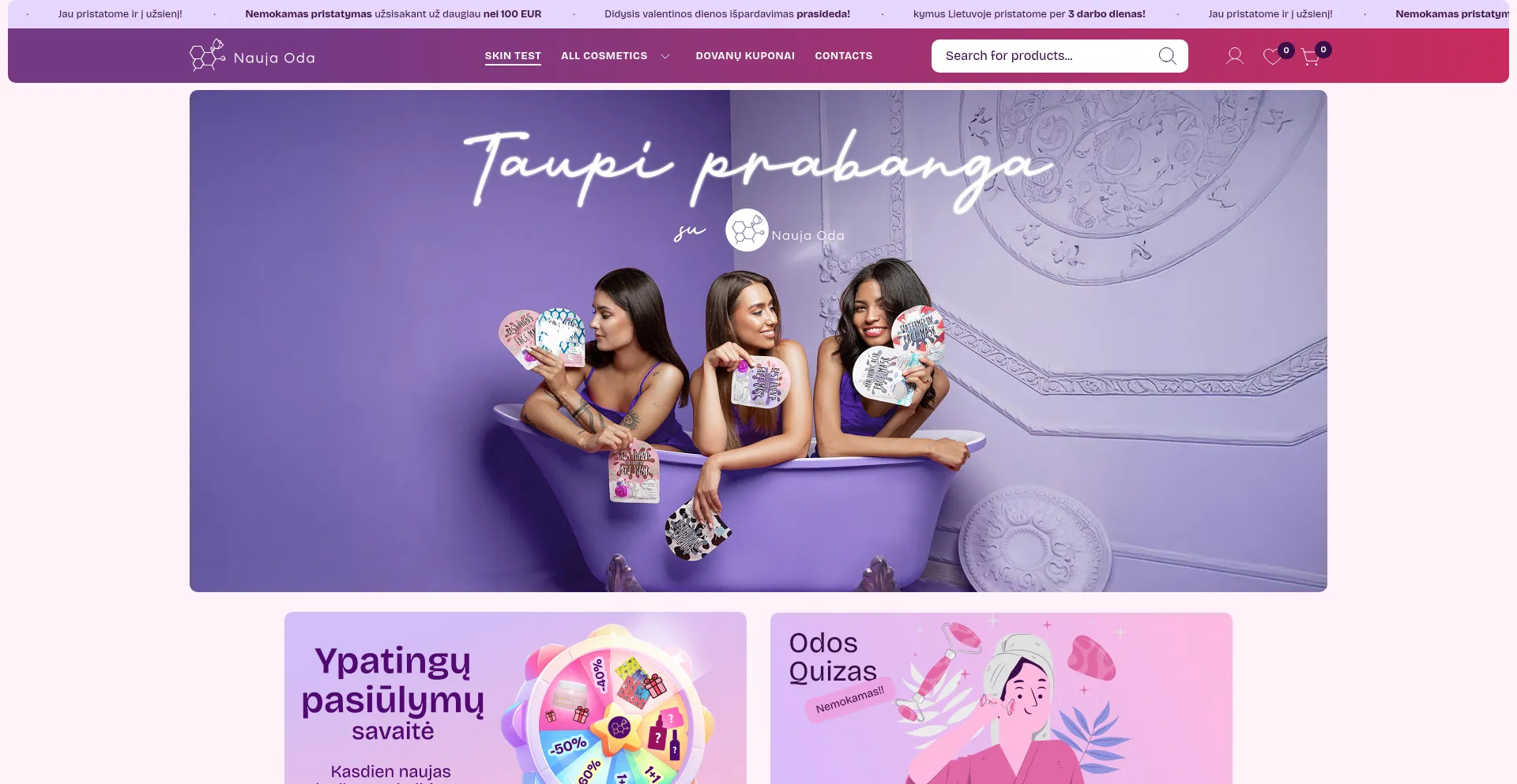 Website screenshot of Naujaoda.com