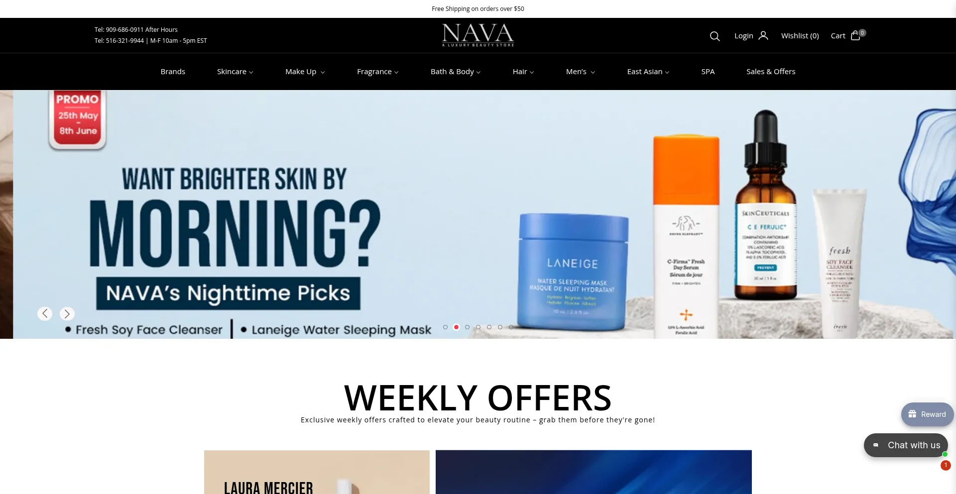 Website screenshot of Navabeautystore.com