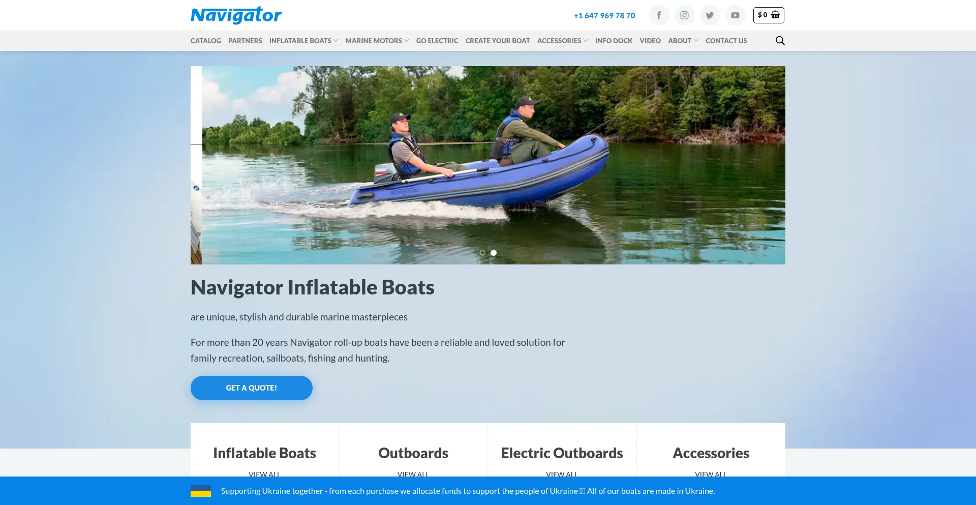Website screenshot of Navigatorboat.com