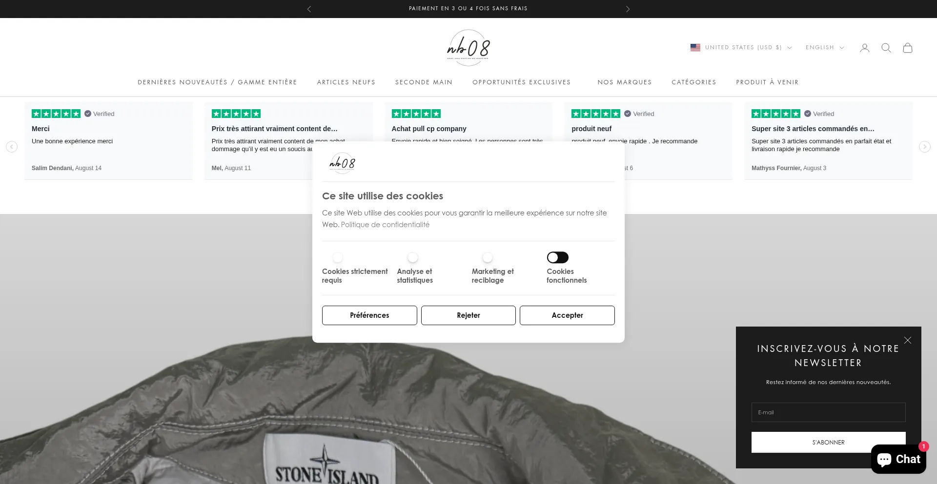 Website screenshot of Nb08shop.com