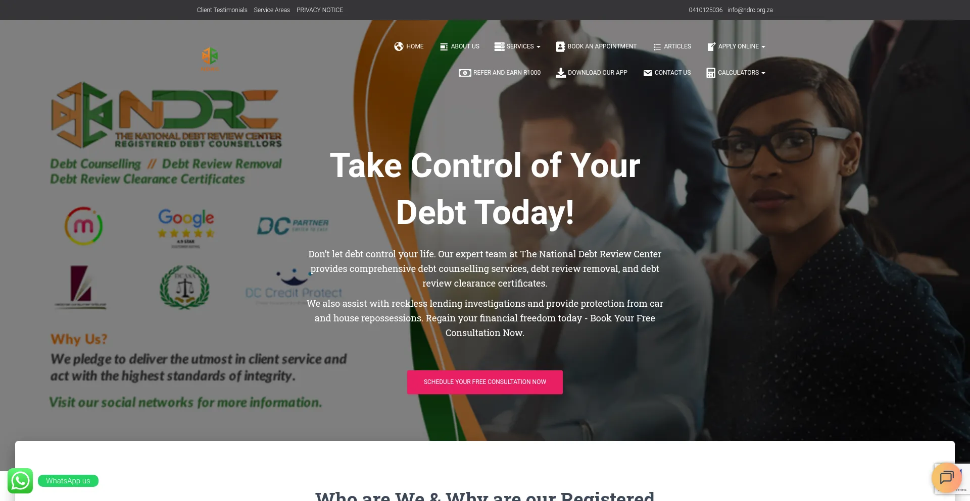 Website screenshot of Ndrc.org.za