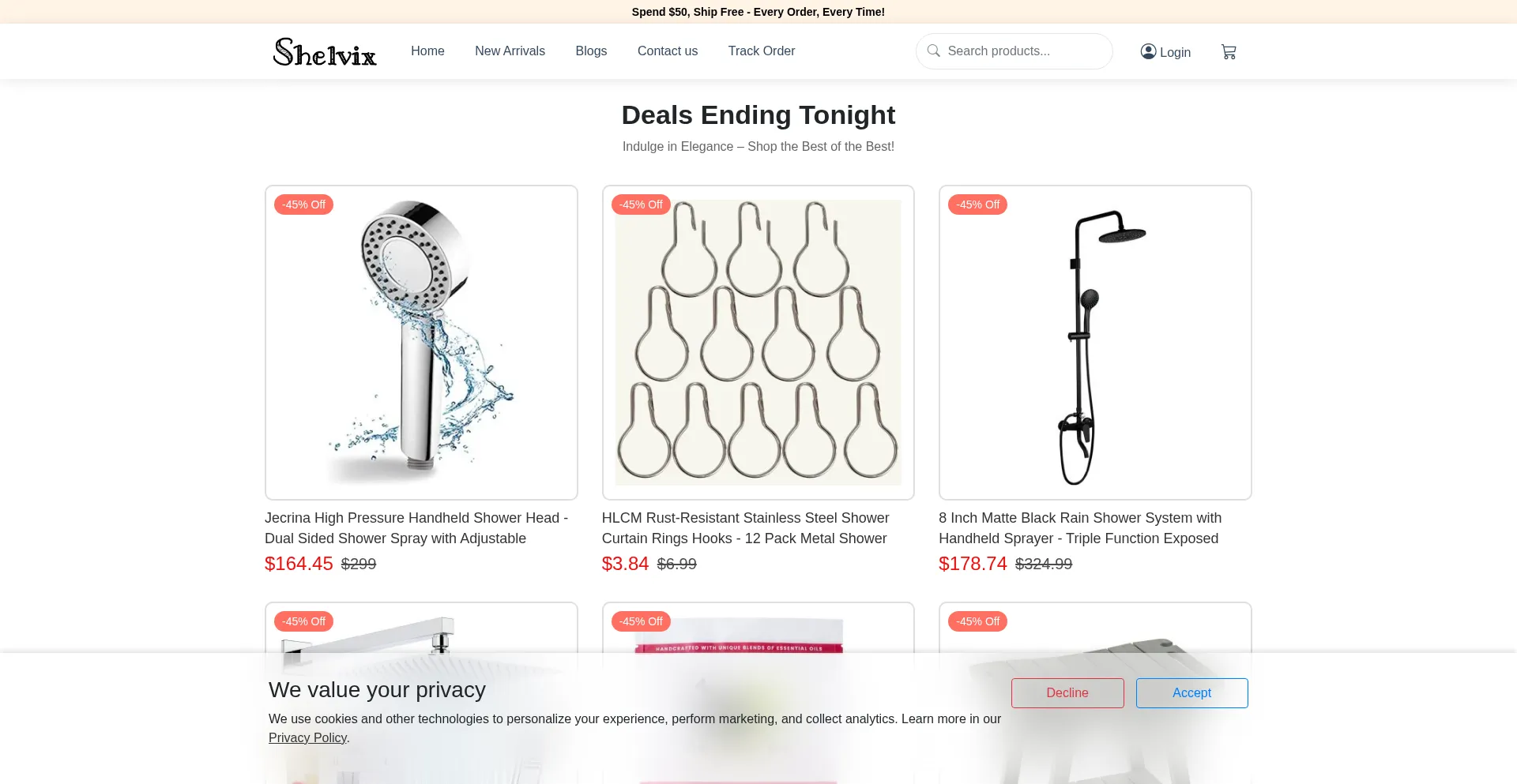 Website screenshot of Neatshelves.shop
