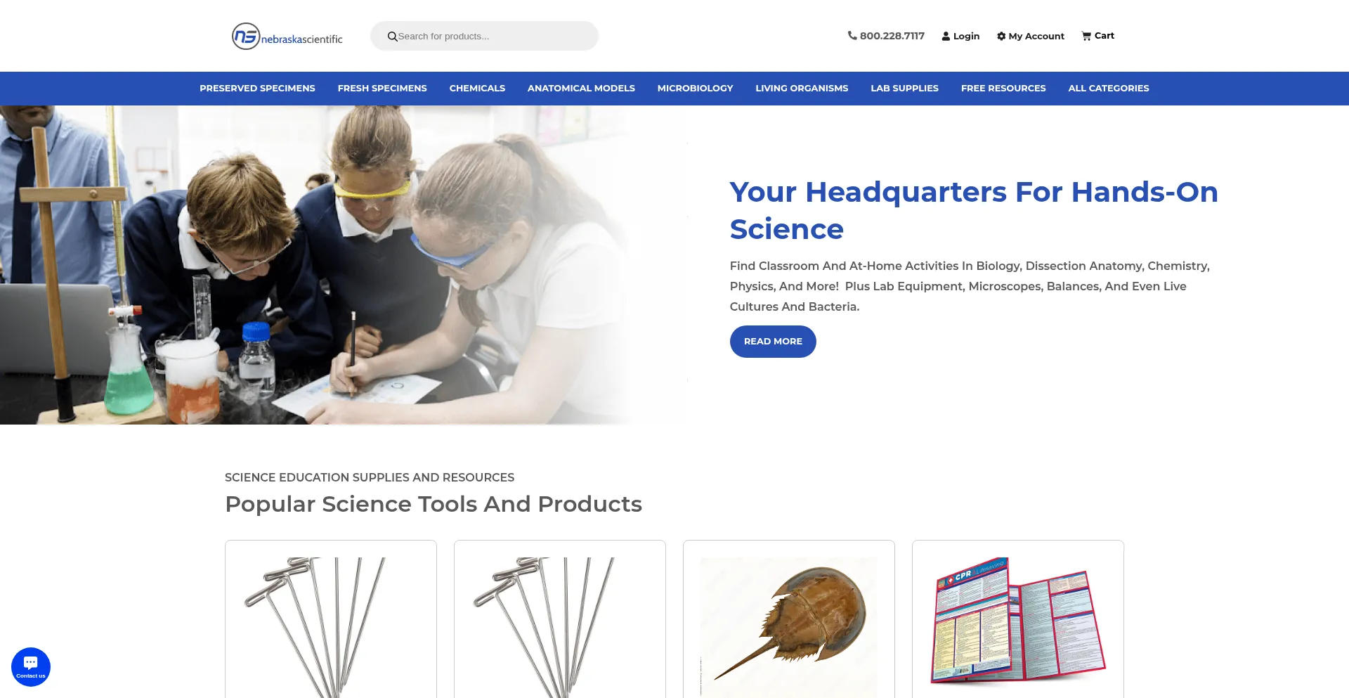 Website screenshot of Nebraskascientific.com