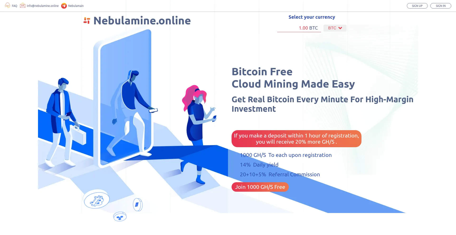 Website screenshot of Nebulamine.online