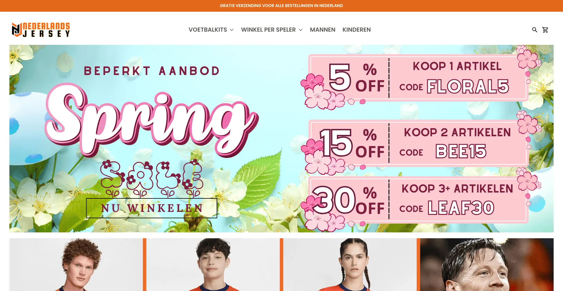 Website screenshot of Nederlandsjersey.com