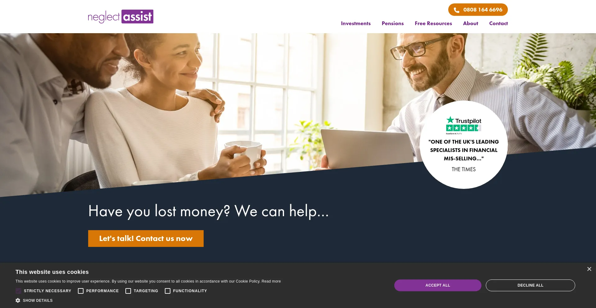 Website screenshot of Neglectassist.co.uk