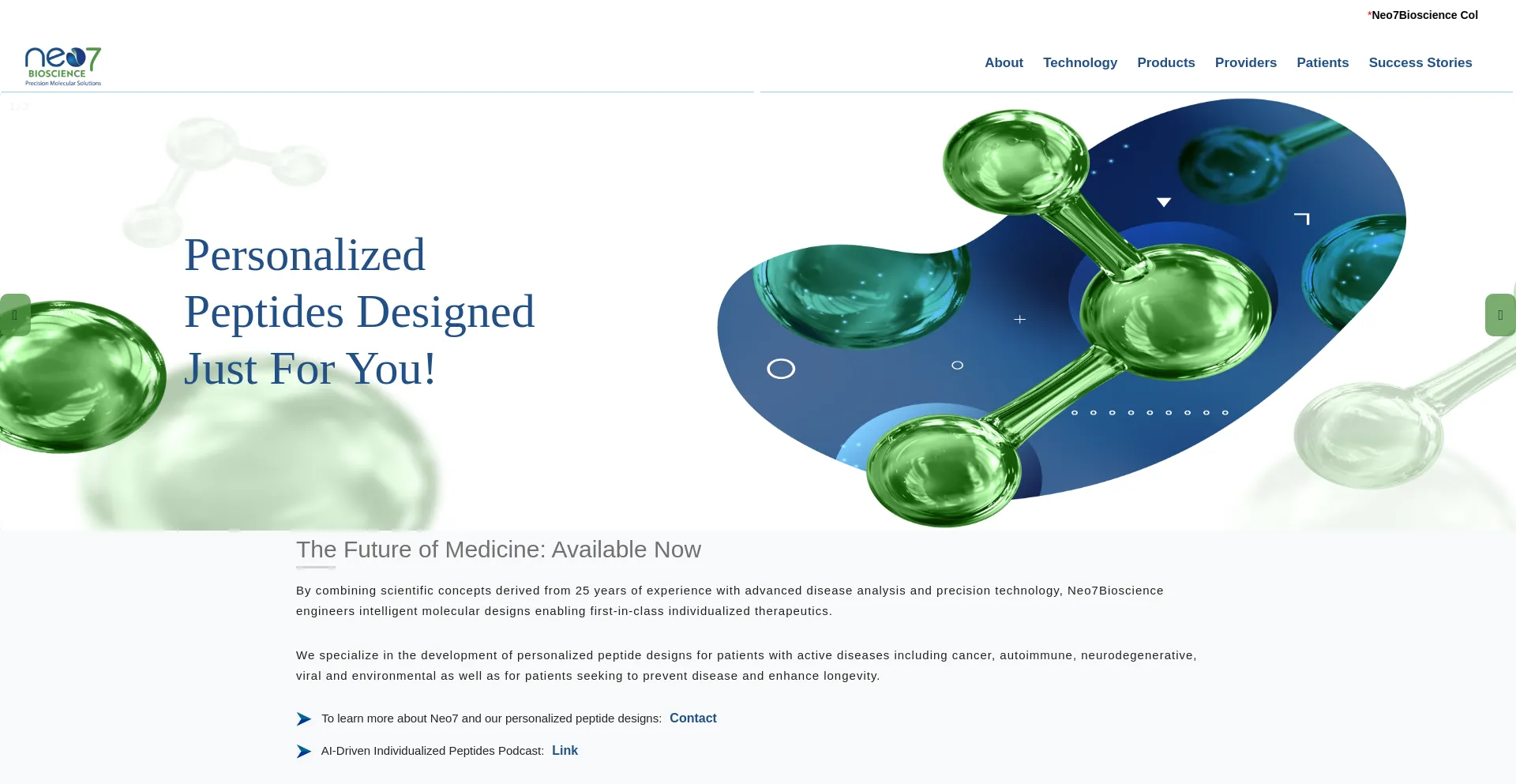 Website screenshot of Neo7bioscience.com