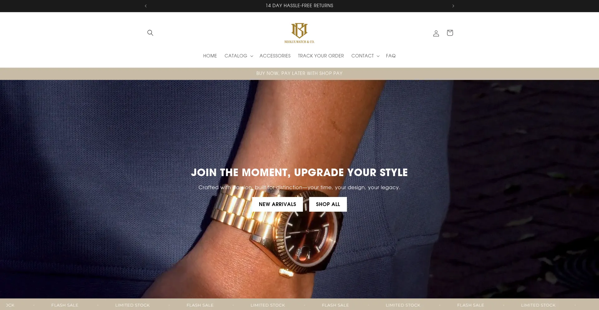 Website screenshot of Neoluxwatch.com