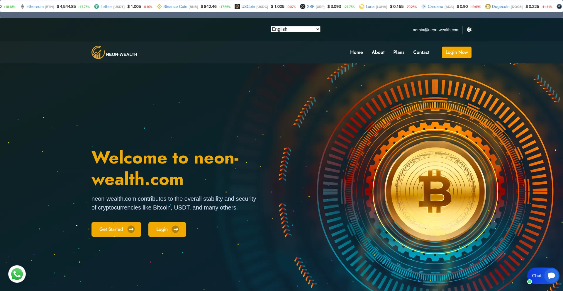 Website screenshot of Neon-wealth.com