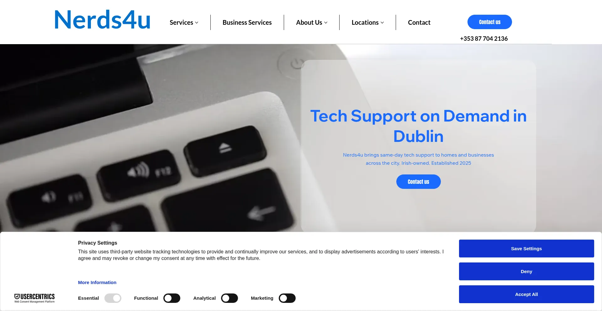 Website screenshot of Nerds4u.ie