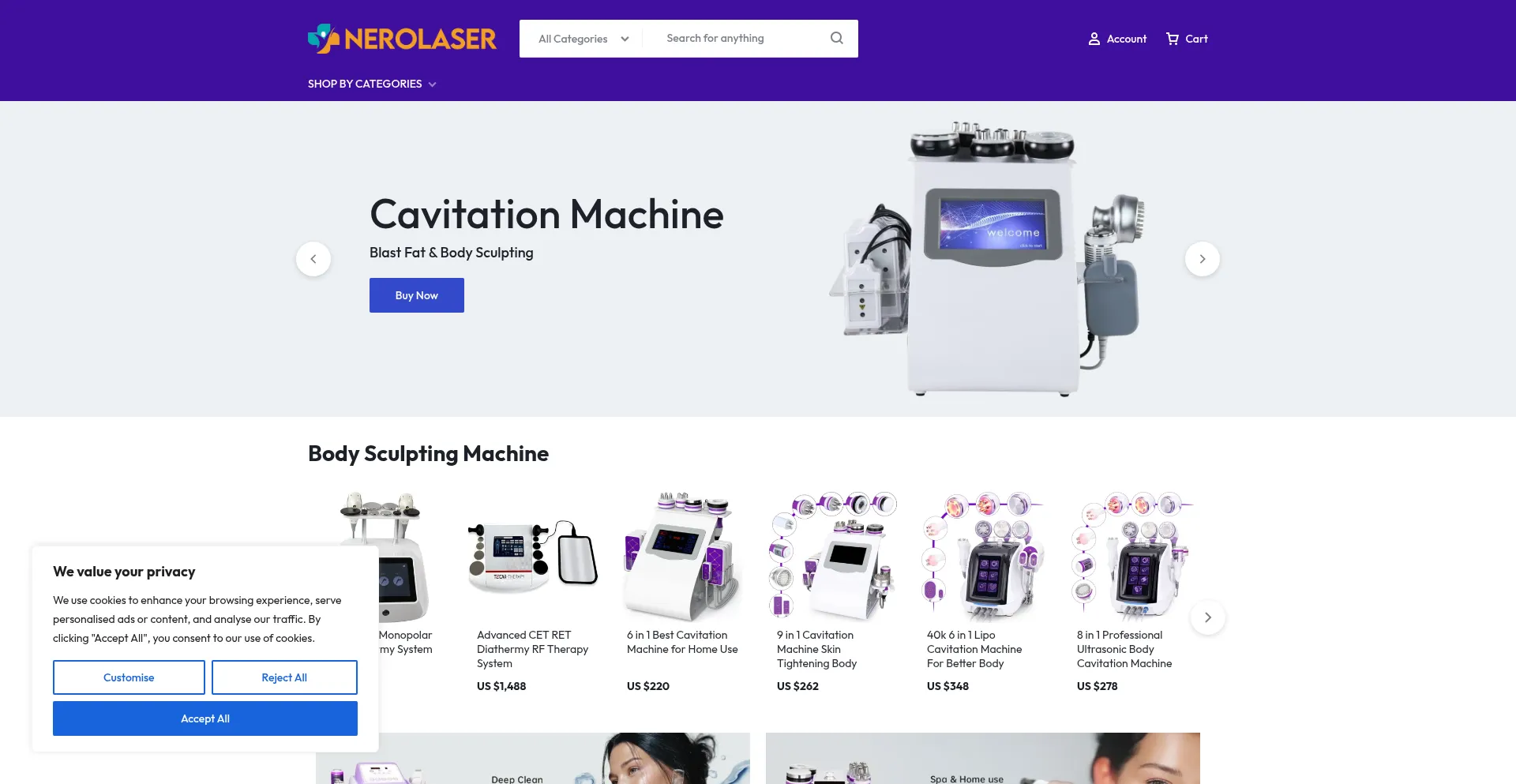 Website screenshot of Nerlaser.com