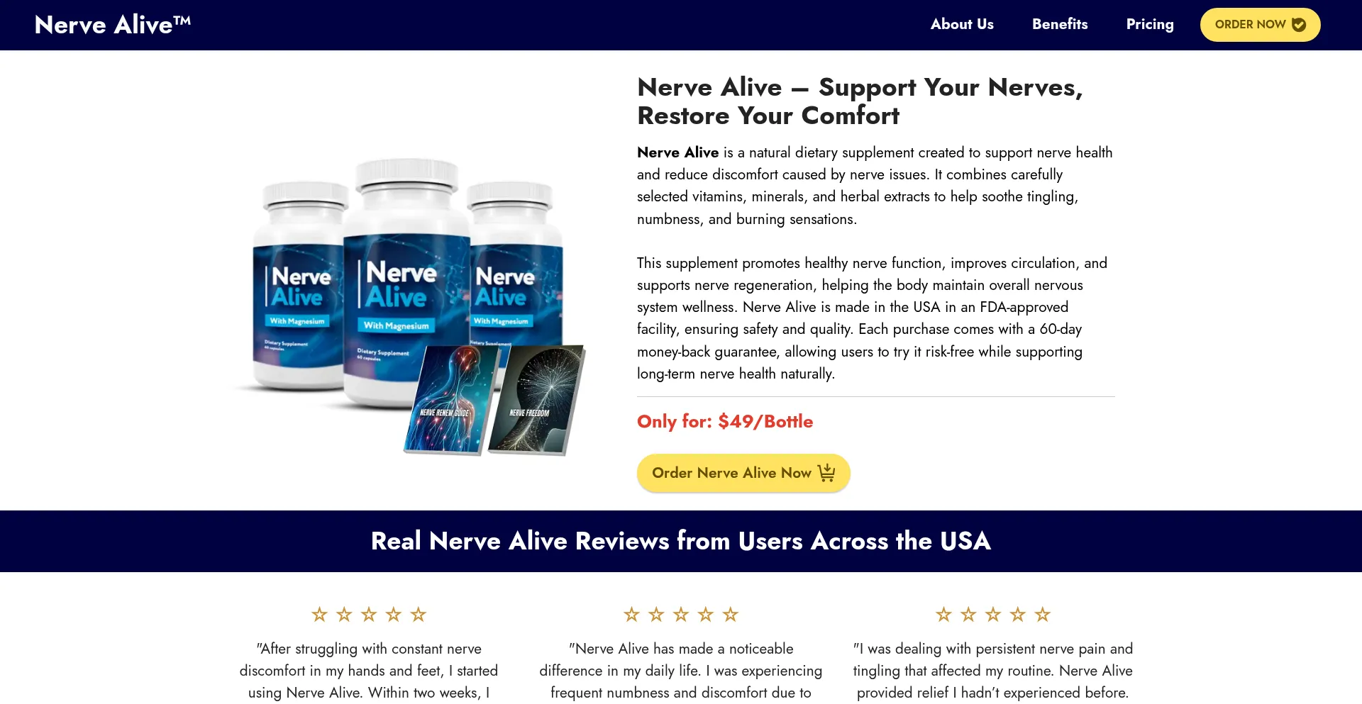 Website screenshot of Nervealive-us.us